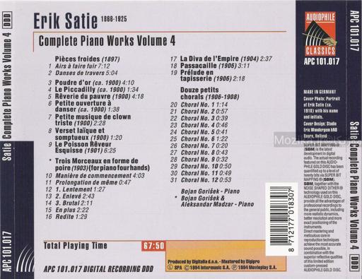 Erik Satie - Complete Piano Works Vol. 04 (1994)