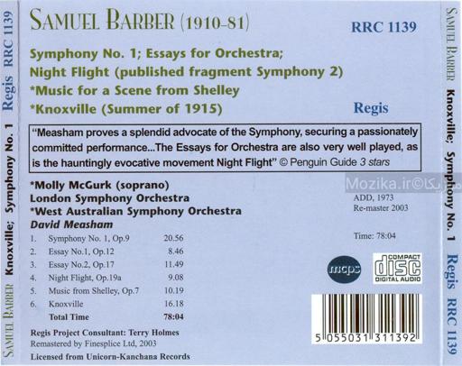 Samuel Barber - Symphony No.1 - Knoxville, Measham LSO, WASO