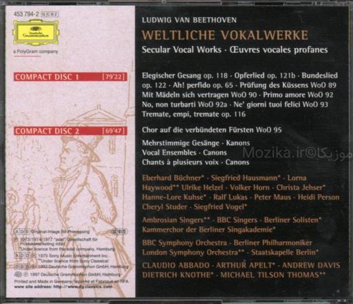 Complete Beethoven Edition v18CD01 - Secular Vocal Works