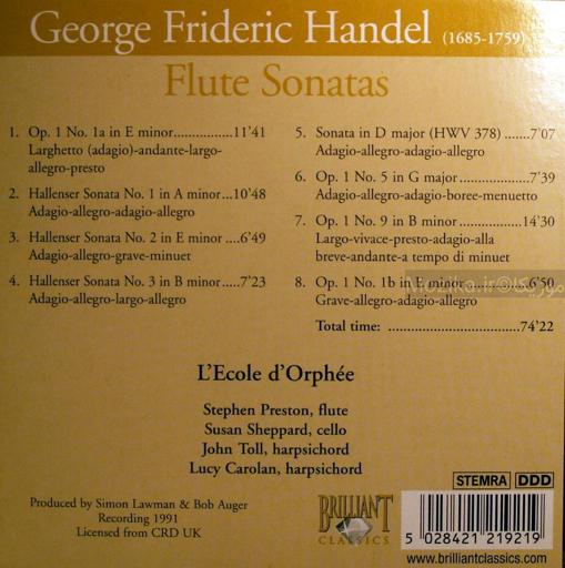 Handel - Complete Chamber Music - L'Ecole d'Orphée [CD#1]
