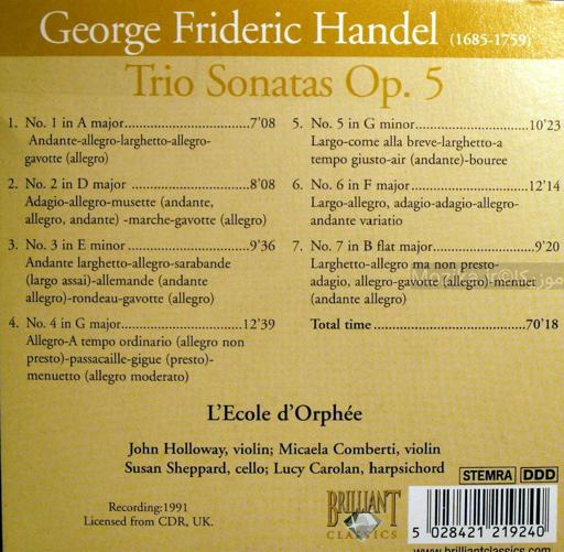 Handel - Complete Chamber Music - L'Ecole d'Orphée [CD#4]