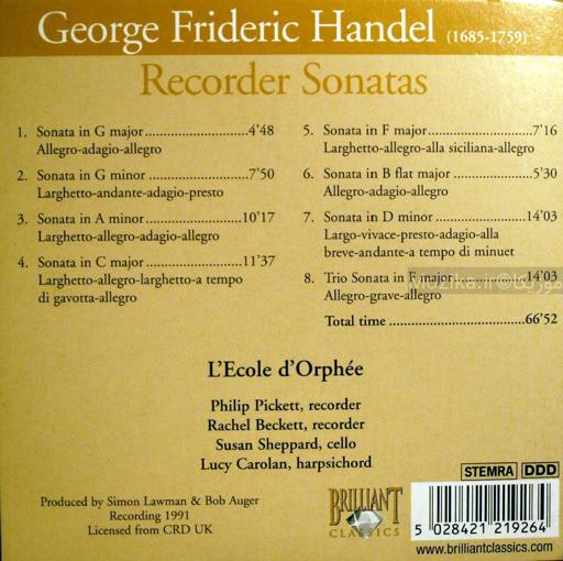 Handel - Complete Chamber Music - L'Ecole d'Orphée [CD#6]