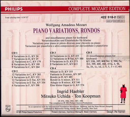 Complete Mozart Edition - v18CD01 Piano variations, Rondos etc