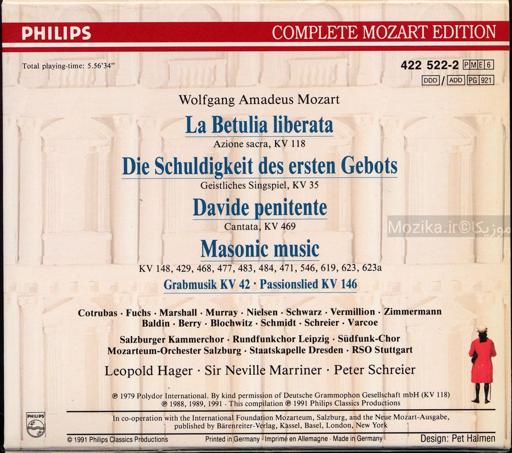 Complete Mozart Edition - v22CD02 Oratorios, Cantatas and Masonic Music
