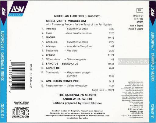 Nicholas Ludford - The Cardinalls Musick Vol. 1