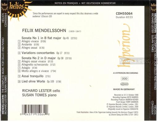 Mendelssohn - Complete Music for Cello and Piano