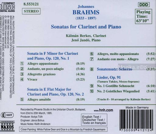 Brahms - Sonatas for Clarinet & Piano Nos.1 & 2